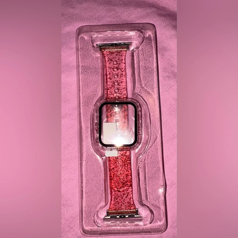 Apple Watch pink clear sparkly case and strap 40mm